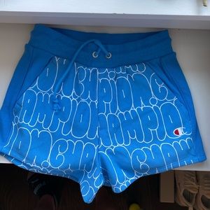Reverse Weave Champion shorts w/ script’ Blue NWOT